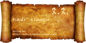 Kubó Klaudia névjegykártya